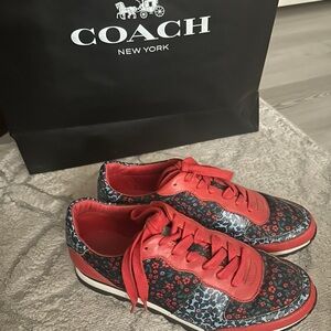 Coach Red and Black Patterned Sneakers